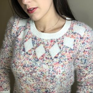 Furry white multi-color Lauren Michelle Sweater